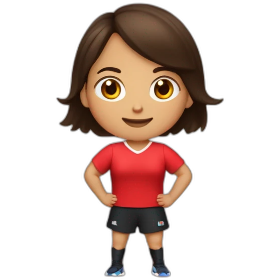 Une jeune fille brune habiller en rouge qui fait du handball emoji