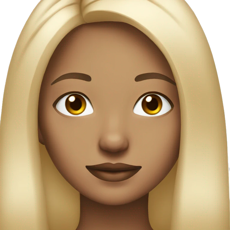 A beautiful girl with straight middle part blonde hair and brown eyes  emoji