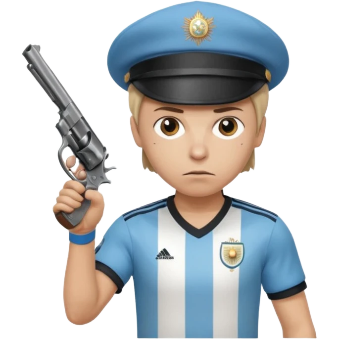 haz un turro con una biszera para atras y con un arma remera argentina pero arma de fuego que tenga un revolver solo que tenga una bicera para atras emoji
