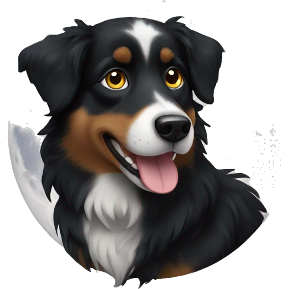 Small black australian shepherd dog moon emoji