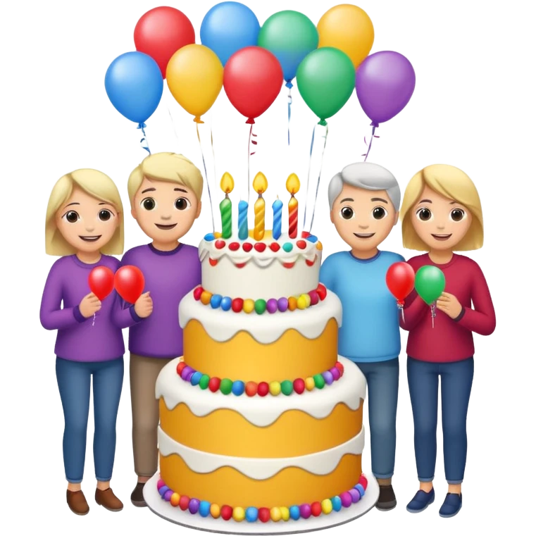 Birthday cake balloons freinds and family emoji