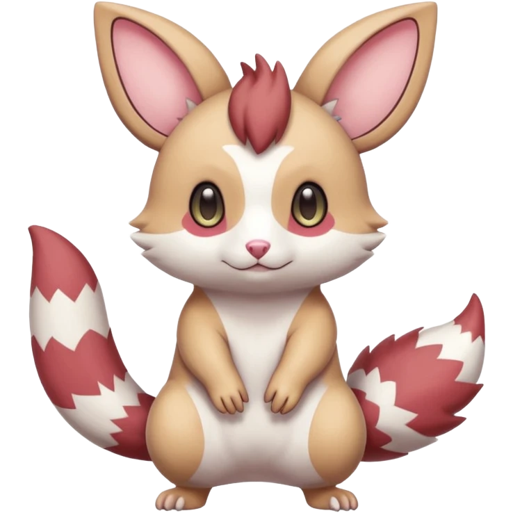 Cute adorable kawaii big-eyed anime-styled pastel Furret-Minccino-Zangoose-Buizel-hybrid-fusion, full body emoji