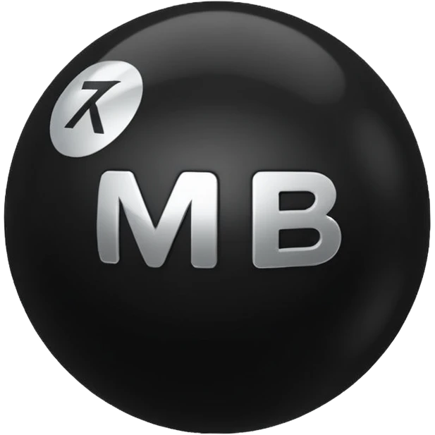 Black Ball with MB written on in the middle of it. Nothing else no holes or anything. emoji