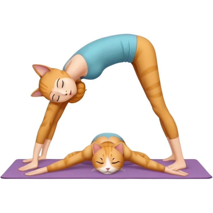 Cat girl doing downward facing dog yoga pose  emoji