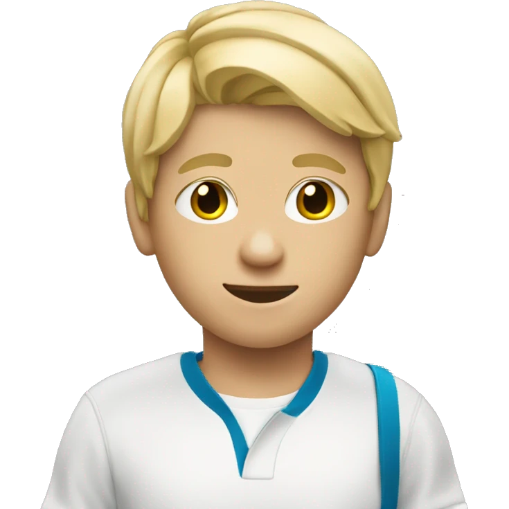 12 years old boy with a tennis racket. Blonde hair emoji