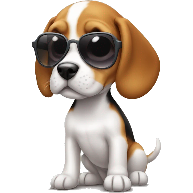 Little beagle puppy with small sunglasses  emoji