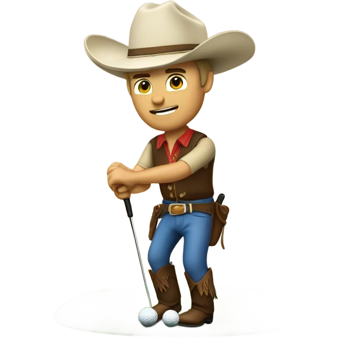 Caucasian cowboy playing golf emoji
