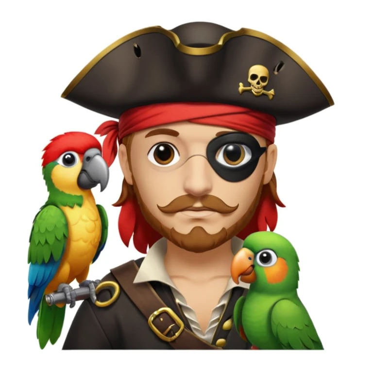 pirate with eye patch and parrot emoji