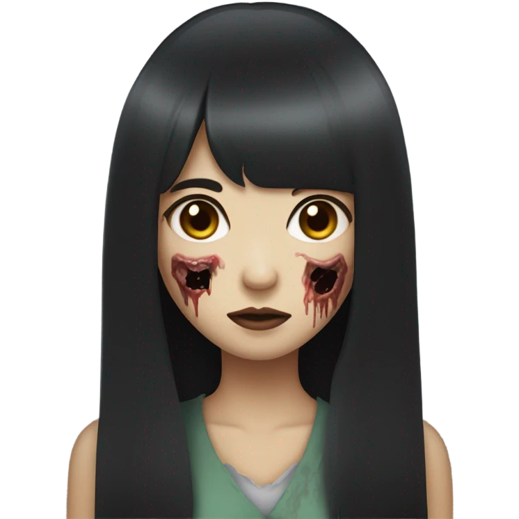 Zombie japanese girl with black hair and bangs emoji
