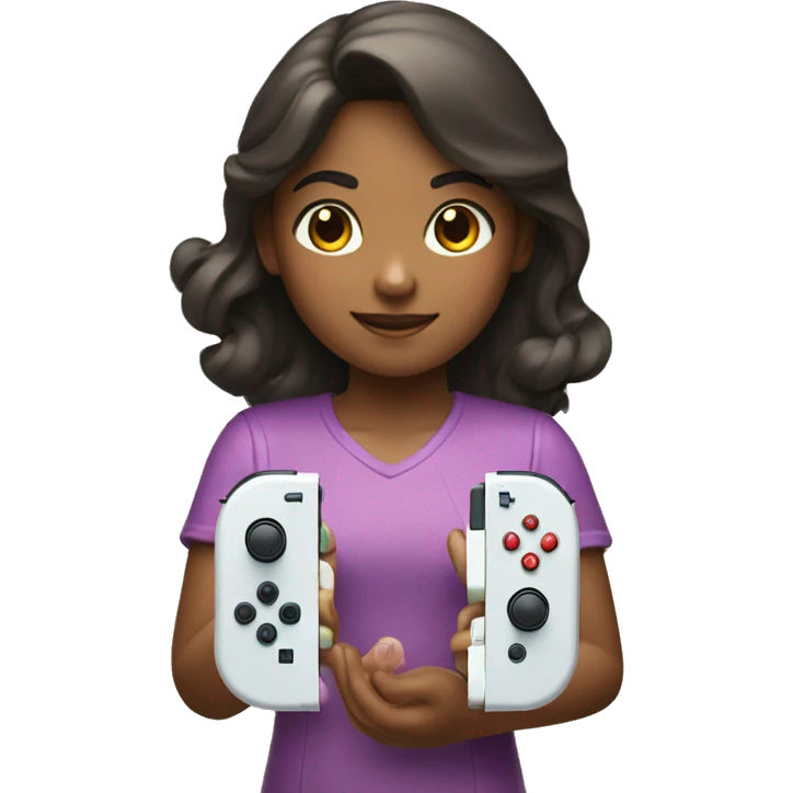 A girl is playing a Nintendo Switch emoji