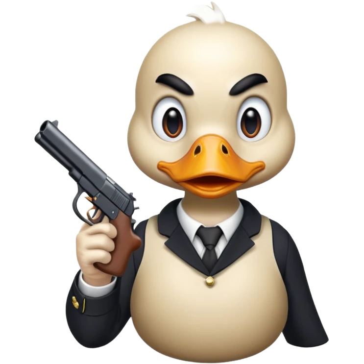 angry duck with a gun in his hand pointing at us  emoji