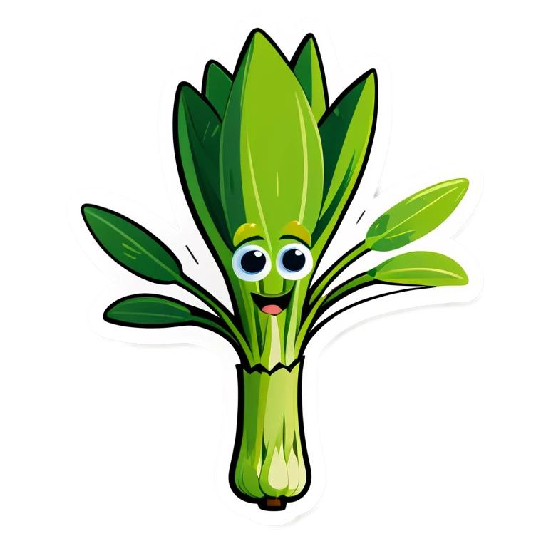 a leek with arms and eyes emoji