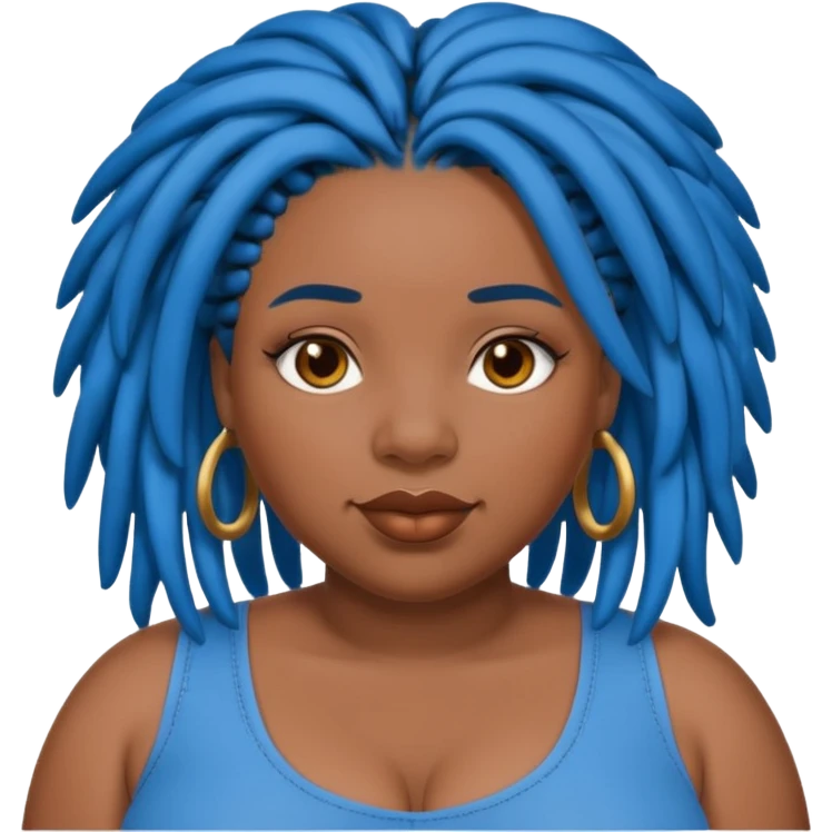 Plus size black girl with blue Locs emoji