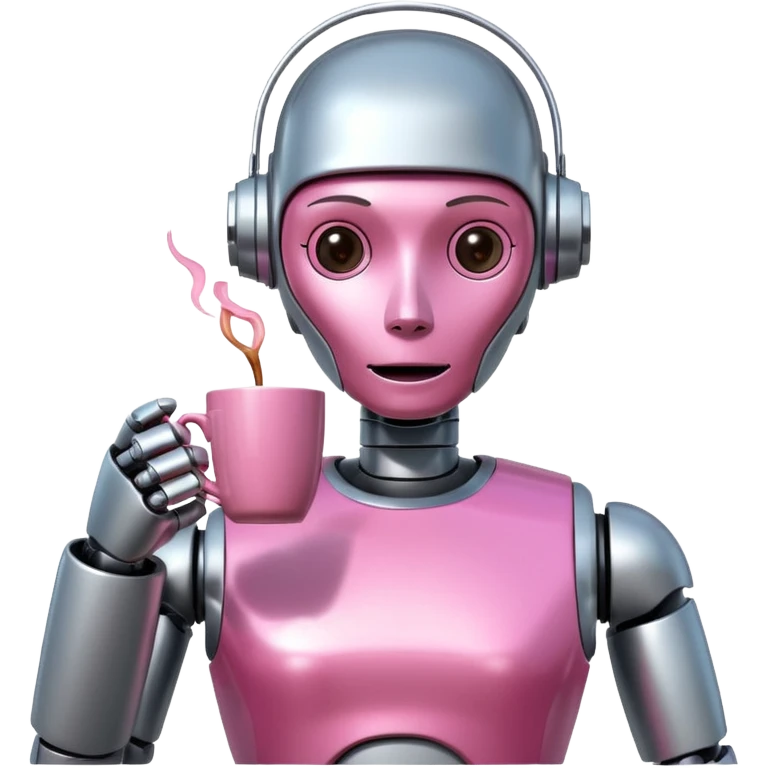 robot drink pink coffee emoji