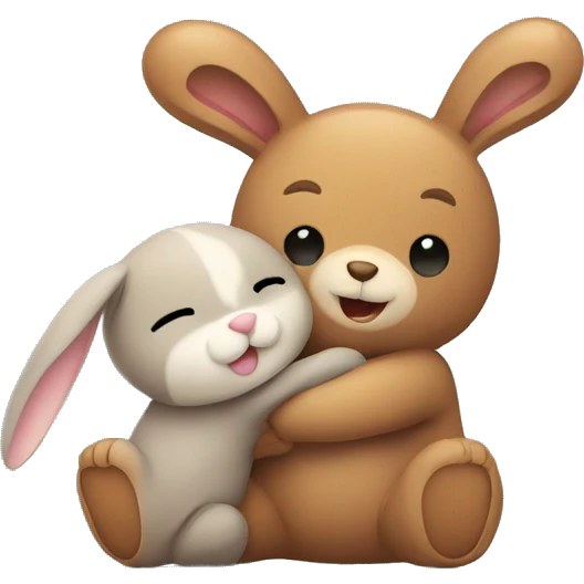 bunny and teddy bear hugging  emoji