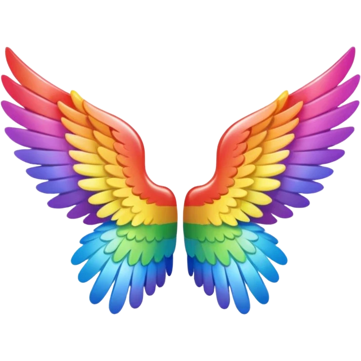 Tiny small mini left and right rainbow angel wings. Between left and right wings there is a little blank. emoji