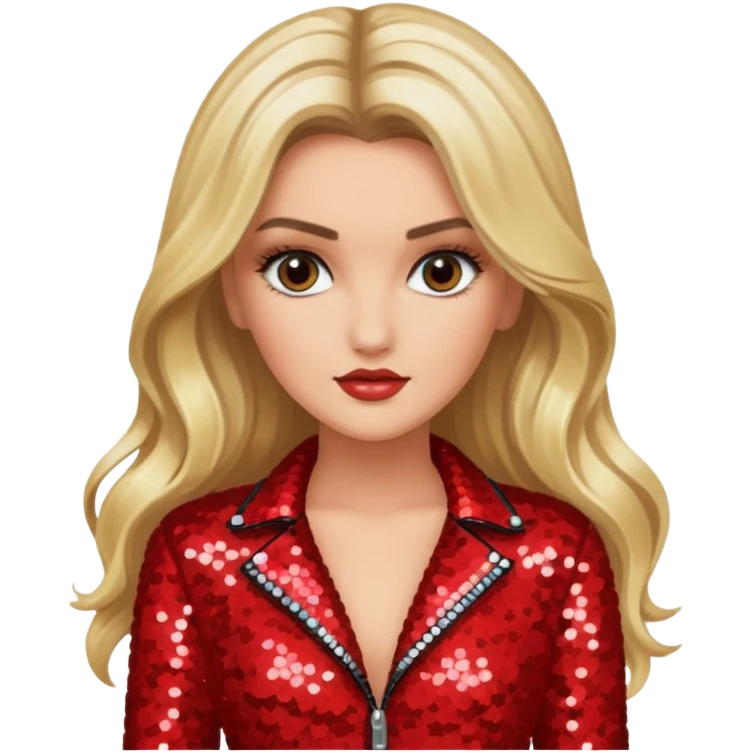 Perrie Edwards from Little Mix with long blonde hair, red sequin outfit emoji
