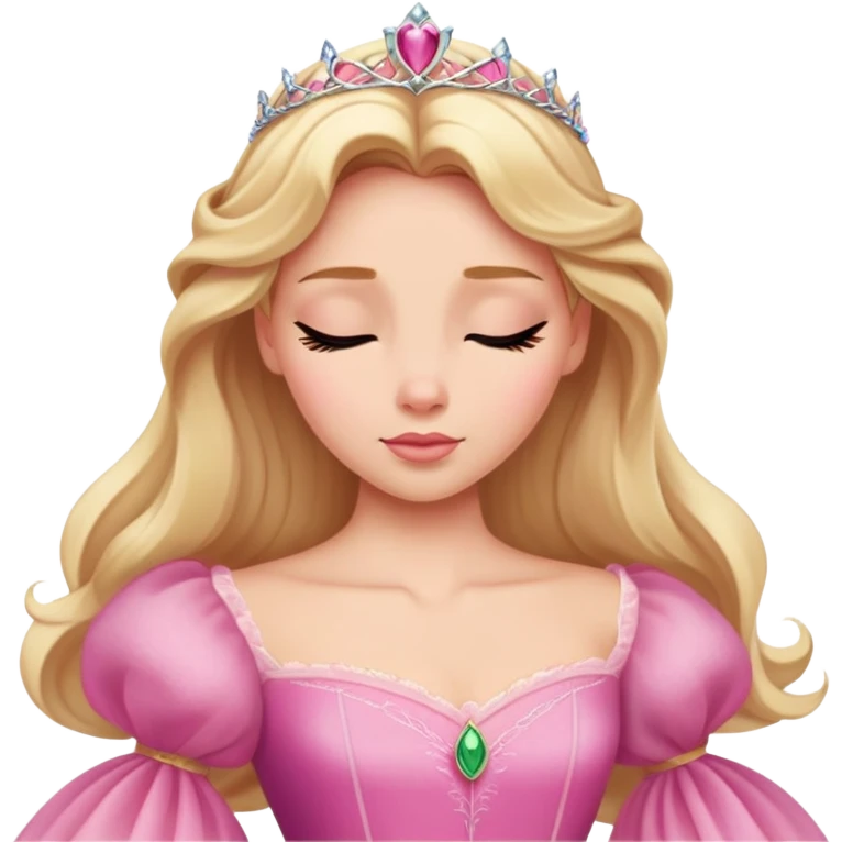 extremely simplified Aurora Sleeping Beauty, basic pink ball gown, simple blonde hair, absolute minimum details, slightly zoomed out view emoji