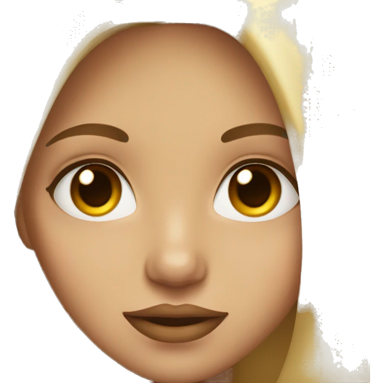 girl with brown eyes , blonde highlights, plump lips. emoji