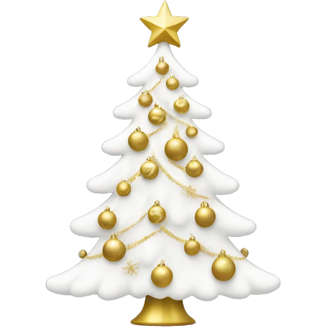 white Christmas tree with gold ornaments  emoji