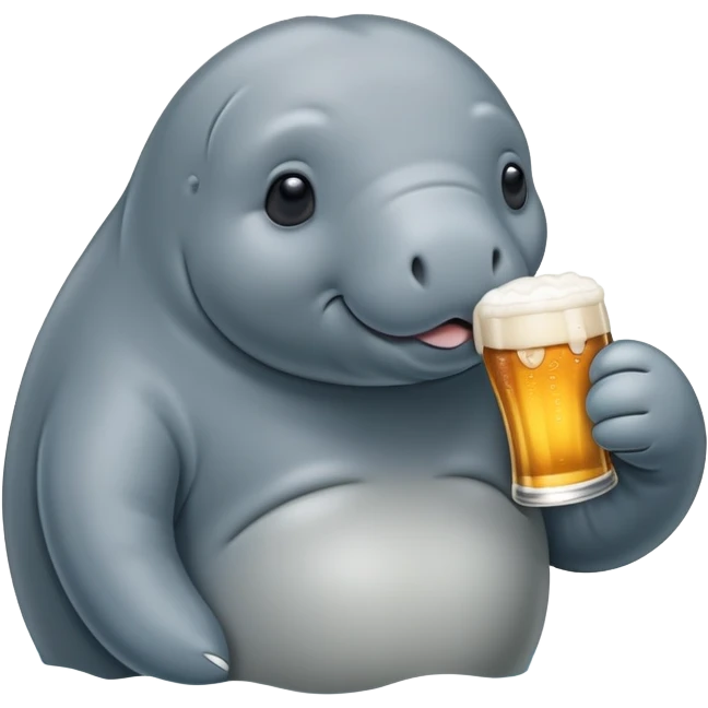 Manatee with a beer emoji