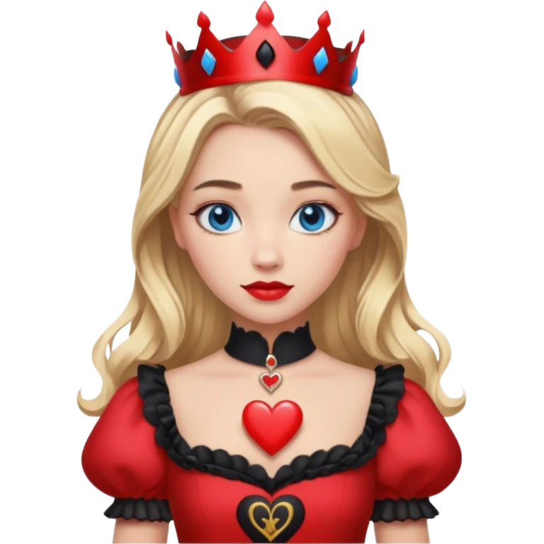 Freya Skye lose my head junior Eurovision 2022 red queen of hearts style blonde half up half down hair, blue eyes emoji