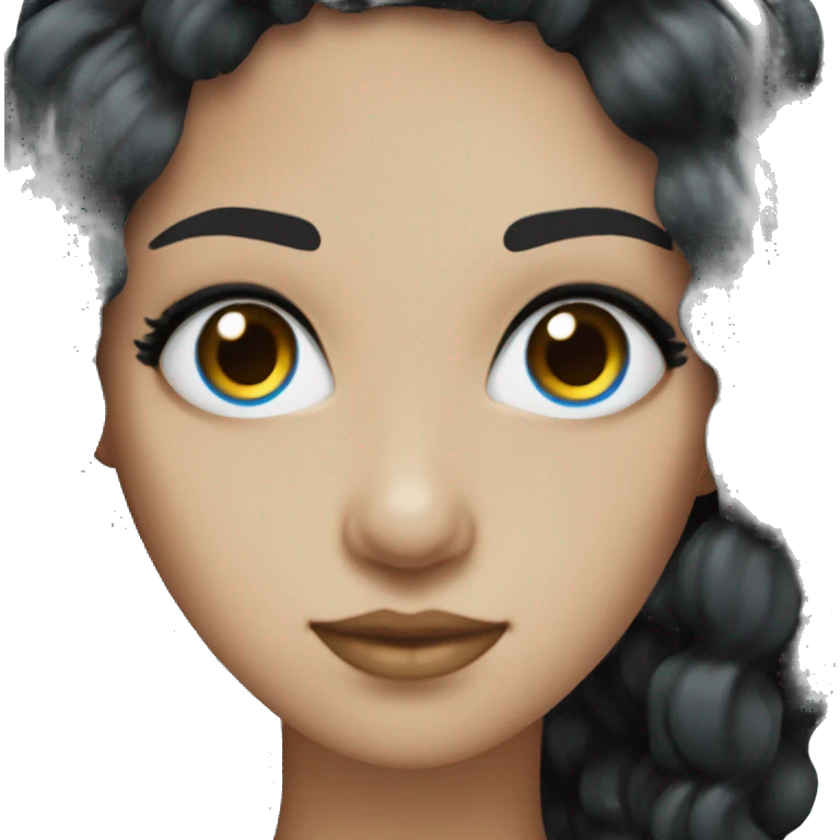 10inch black wig, with brown eyes and blue pupils and stud earrings emoji