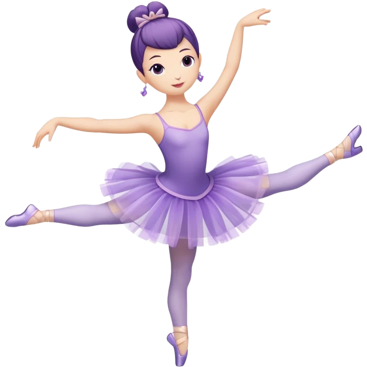 A delicate tea cup with arms and legs performing a ballet pose in a purple tutu emoji