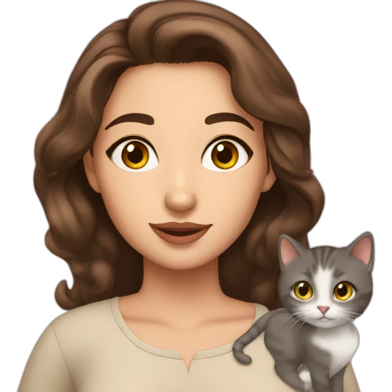 Brunette Anastasia with cat emoji