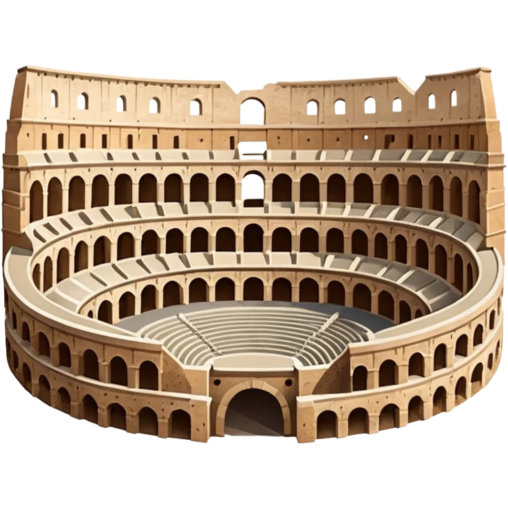 An emoji of the ancient Roman Colosseum. It is shown as a massive oval amphitheater with arched entrances and tiered seating.

 emoji