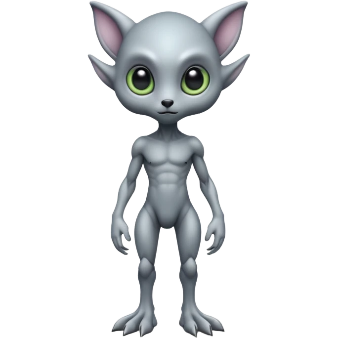 full body cute humanoid peacefull alien furry with 2 legs and eye stalks stands upright and looks intelligent emoji