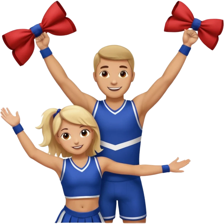 A male cheerleader holding up a girl during  one man emoji
