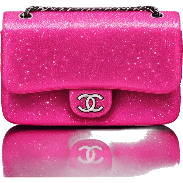 Chanel classic flap bag hot pink sparkle glitter emoji