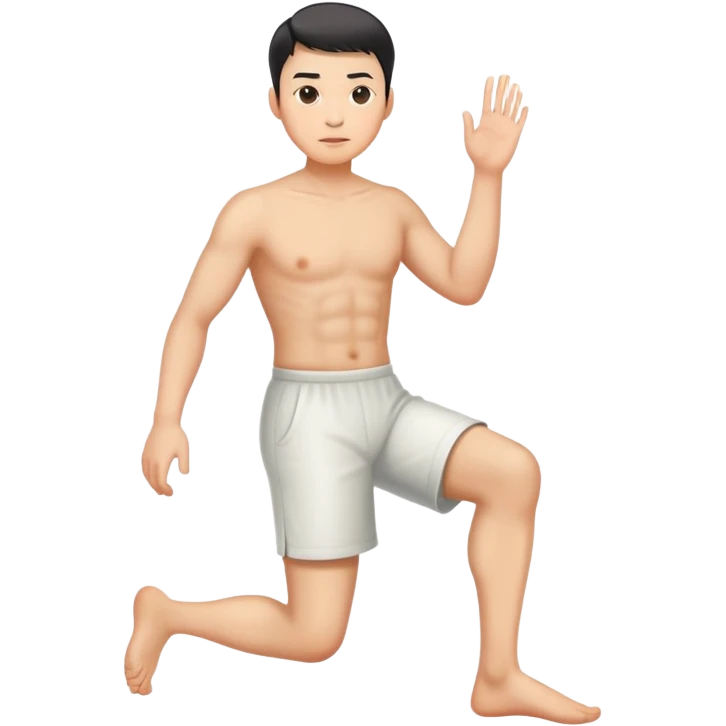 china men photorealistic standing on feet emoji