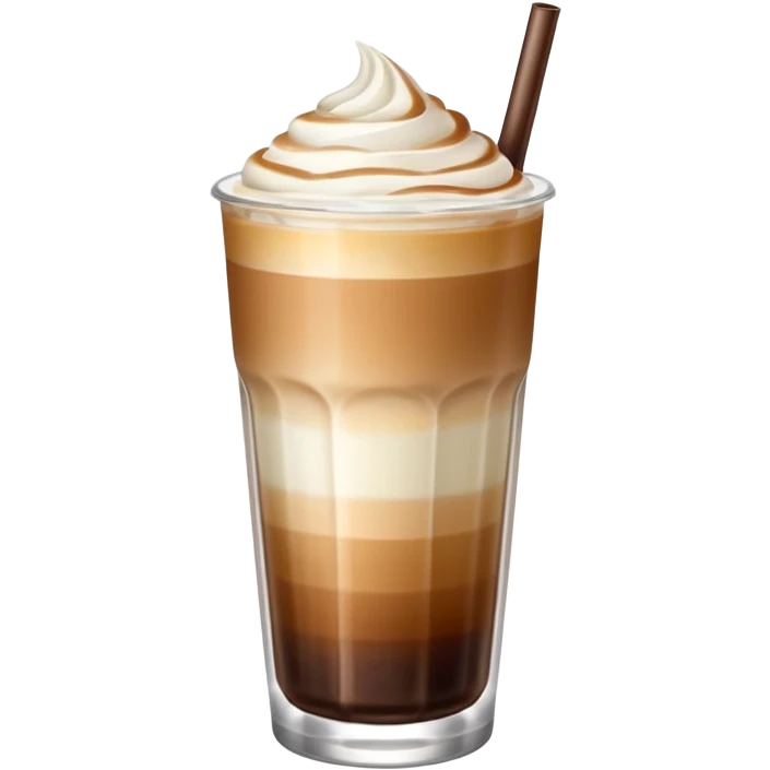 Iced latte without whipped cream and a gradient of color white milk on the bottom and brown espresso on top emoji