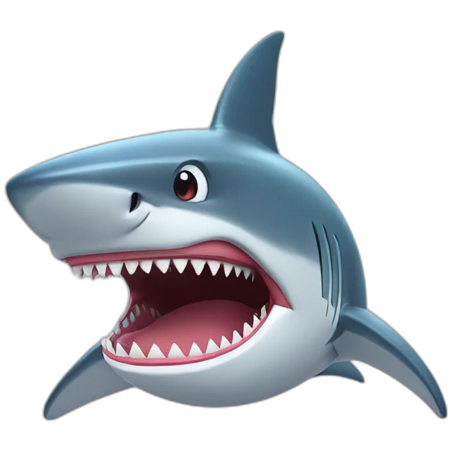 A shark with exaggerated large teeth, wearing a captain's hat. emoji