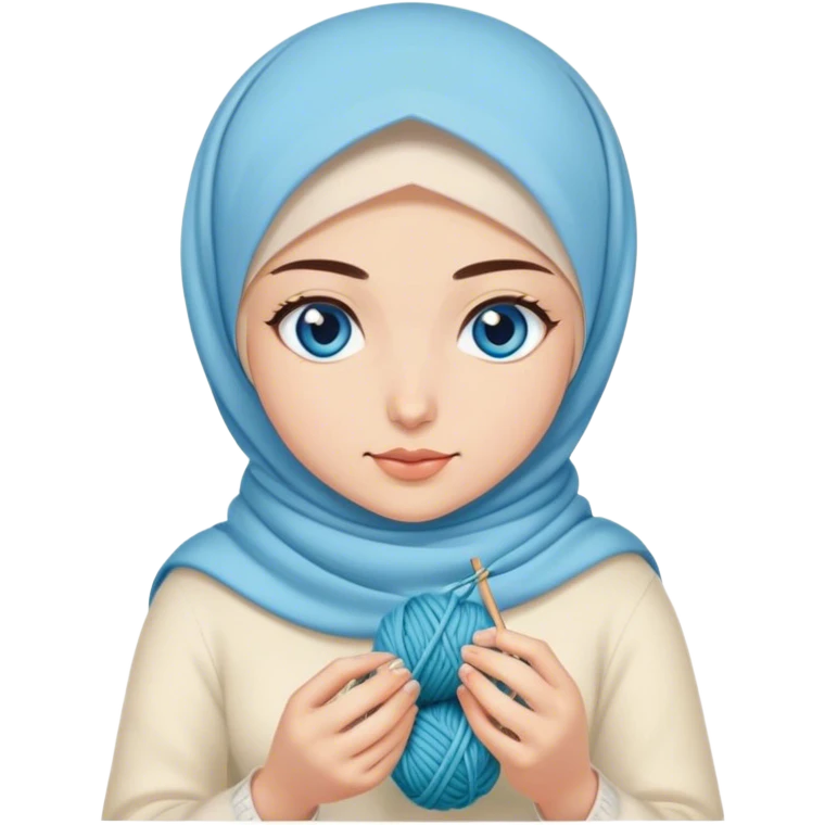Turkish beautiful finish Konya girl blue eyes with spring hijab does knitting  emoji