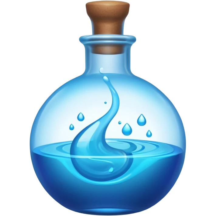 a neon blue potion tiled to the left with a round glass bottle no handle emoji