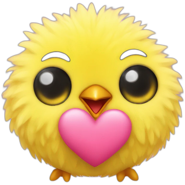 yellow fluffy chick in love with heart-shaped eyes emoji