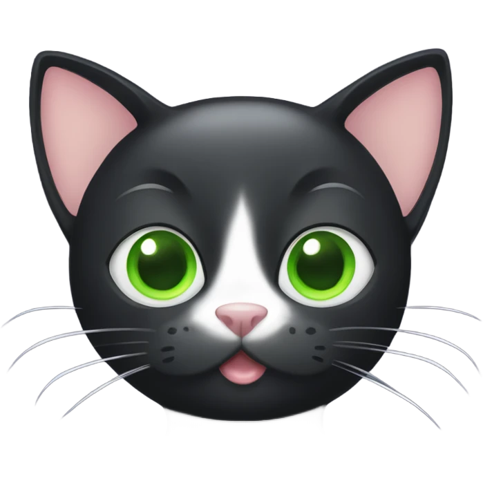 Black cat green eyes with a white spot in her chest  emoji