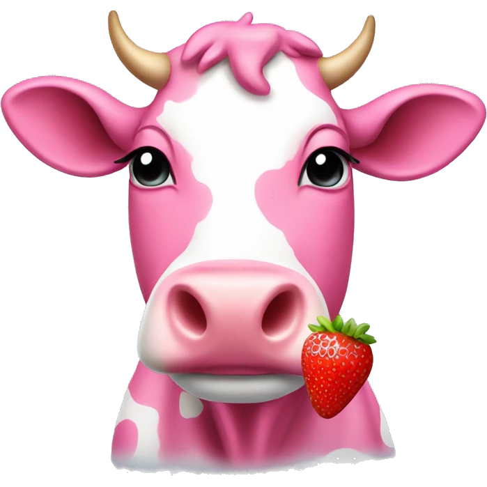 Pink cow with strawberries for spots  emoji
