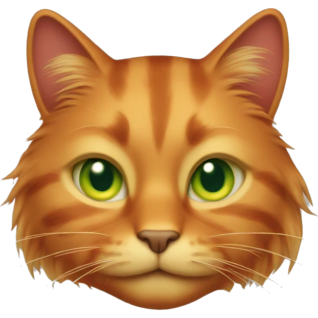 red cat with long hair and green-yellow eyes emoji