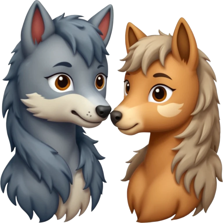 a wolf and a pony in love emoji