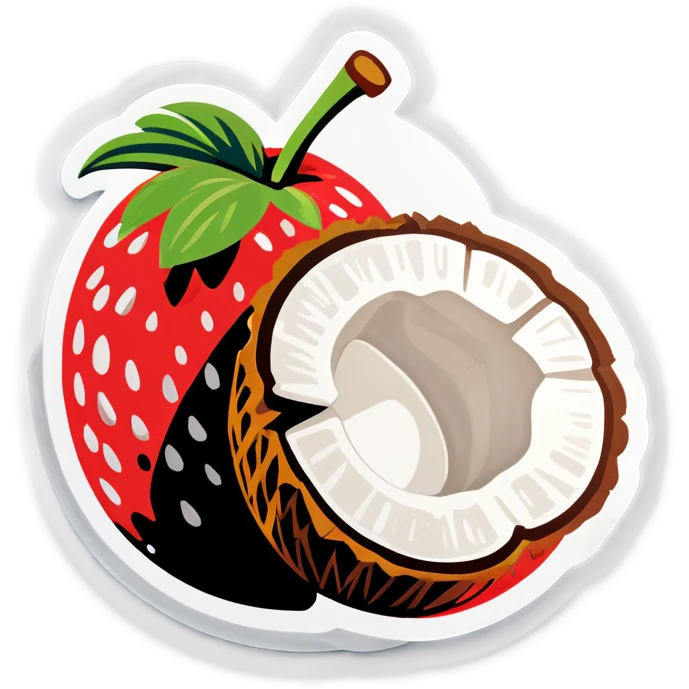 Fresa y un coco emoji