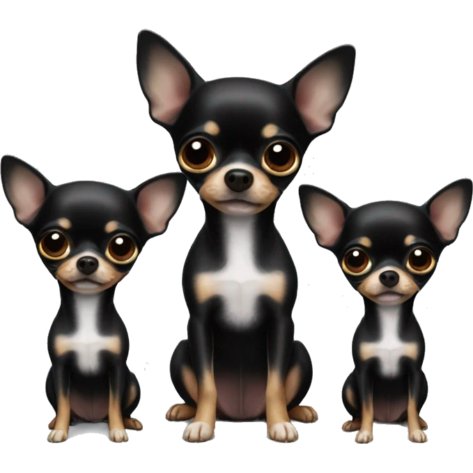 Short hair black chihuahua in front of two husbands emoji