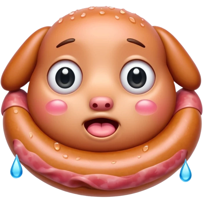 Crying sausage with eyes emoji