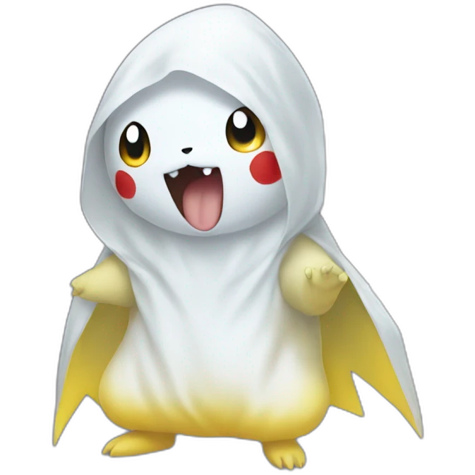 pikachu dressed as a ghost emoji