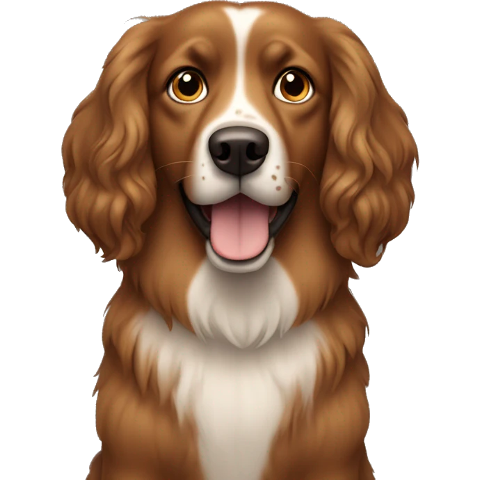 Brown longhaired dog with standing ears and dark-brown freckles over is face emoji