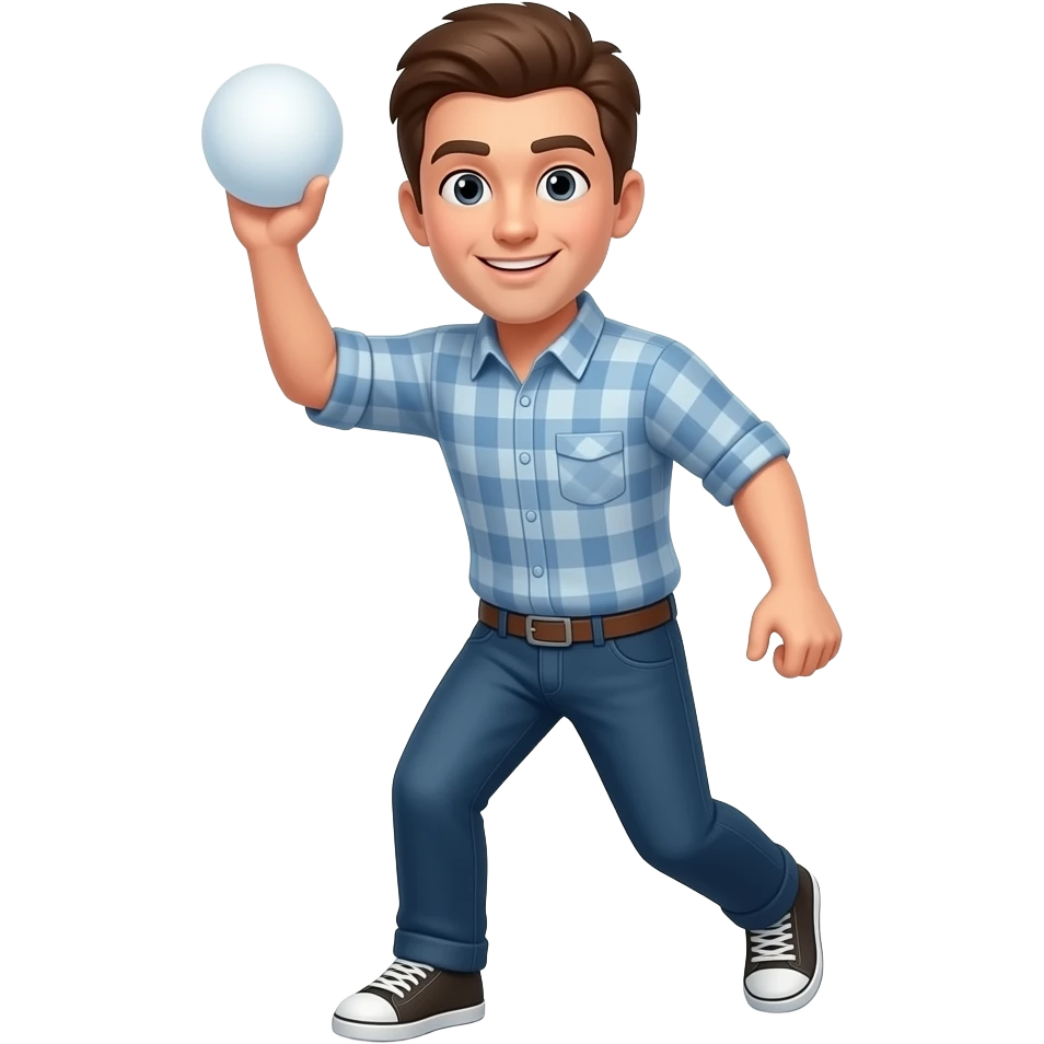 A guy throwing a snowball emoji