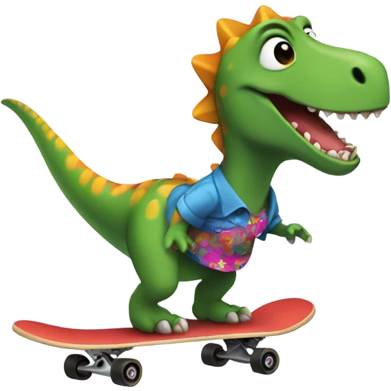 Dinosaur wearing skirt skatboaring  emoji